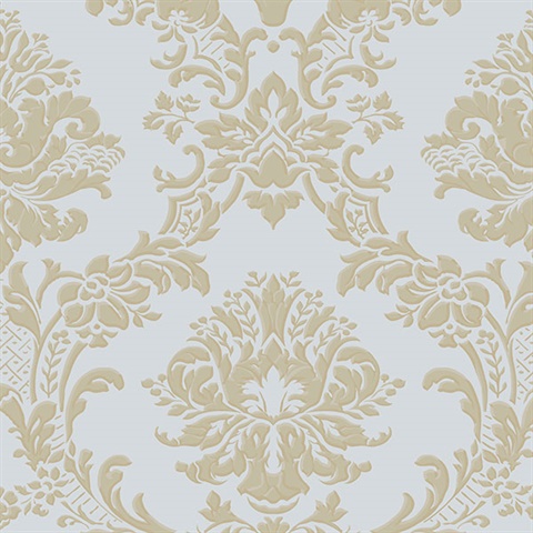 Light Blue and Gold Dimitrie Damask
