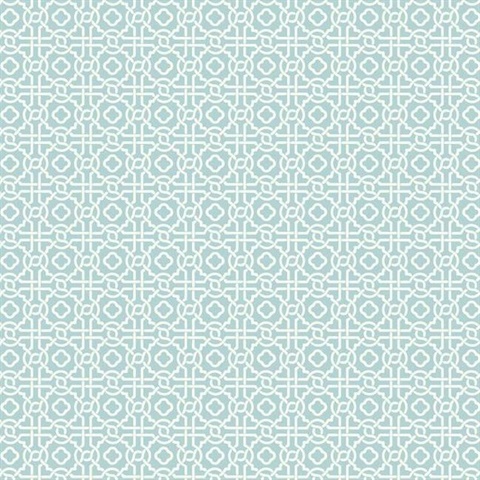 Light Blue Geometric Pergola Lattice Prepasted Wallpaper