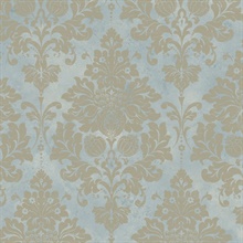 Light Blue Large Classic Damask Wallpaper