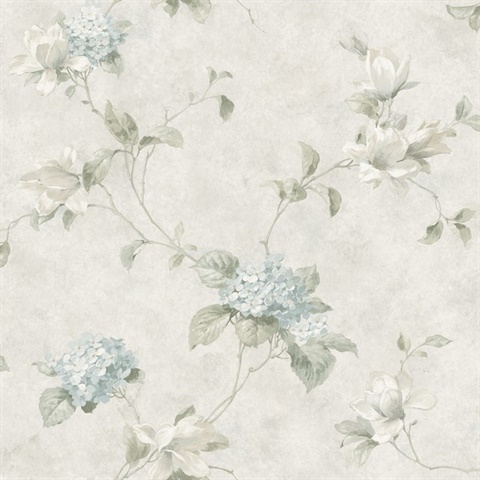 Light Blue Magnolia Light Blue Hydrangea Trail Wallpaper