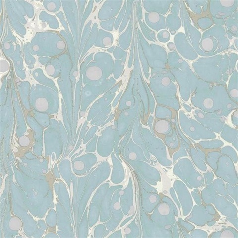 Light Blue Marbled Endpaper Wallpaper