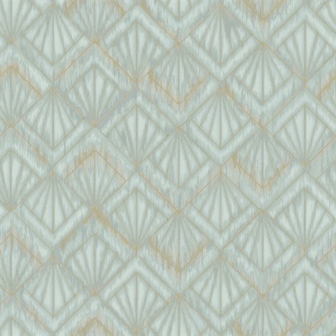 Light Blue Modern Shell Metallic Geometric Art Deco Wallpaper