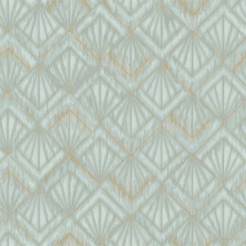 Light Blue Modern Shell Metallic Geometric Art Deco Wallpaper