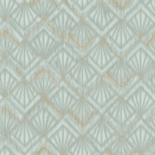 Light Blue Modern Shell Metallic Geometric Art Deco Wallpaper