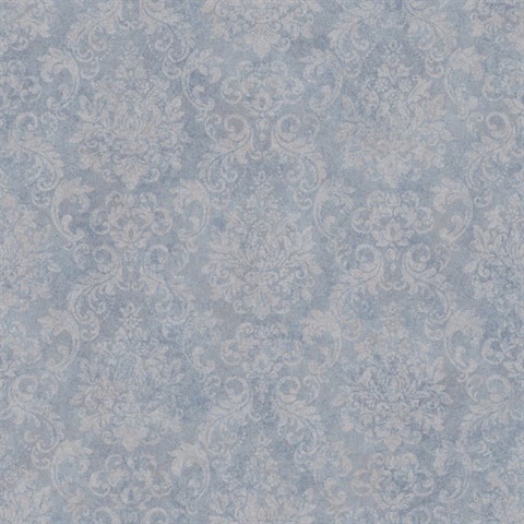 Light Blue Textured Damask Wallpaper