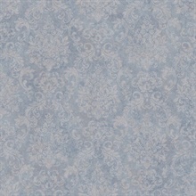 Light Blue Textured Damask Wallpaper