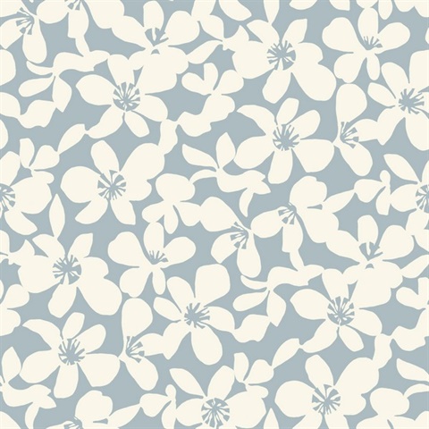 Light Blue Textured Wildflower Free Spirit Wallpaper