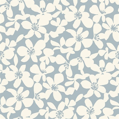 Light Blue Textured Wildflower Free Spirit Wallpaper