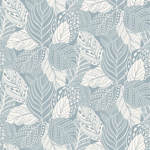 Light Blue Vinca Leaf Wallpaper