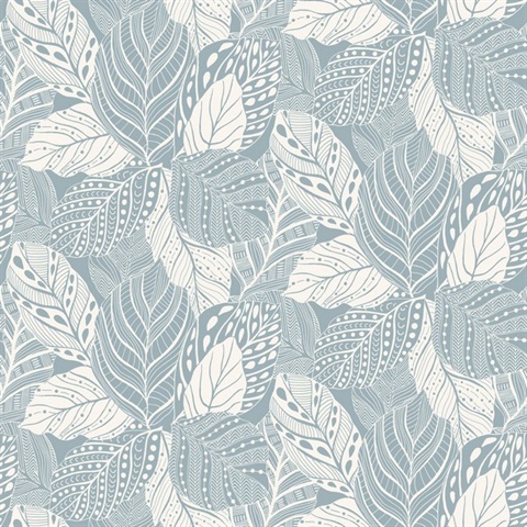 Light Blue Vinca Leaf Wallpaper