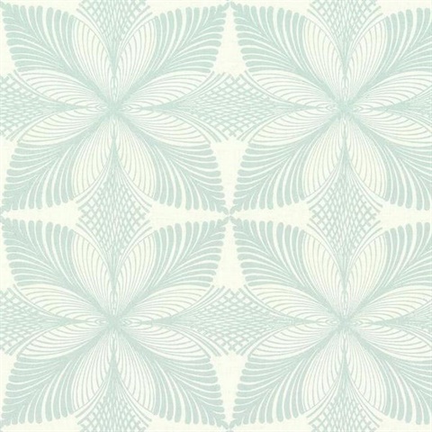 Light Blue & White Roulettes Art Deco Wallpaper