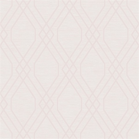 Light Blush Diamond Geo Metallic Trellis Wallpaper