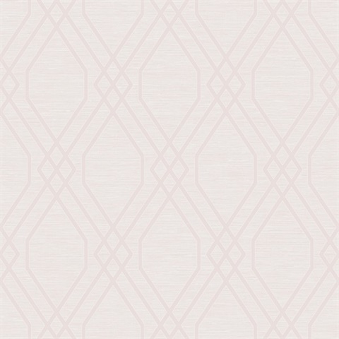 Light Blush Diamond Geo Metallic Trellis Wallpaper