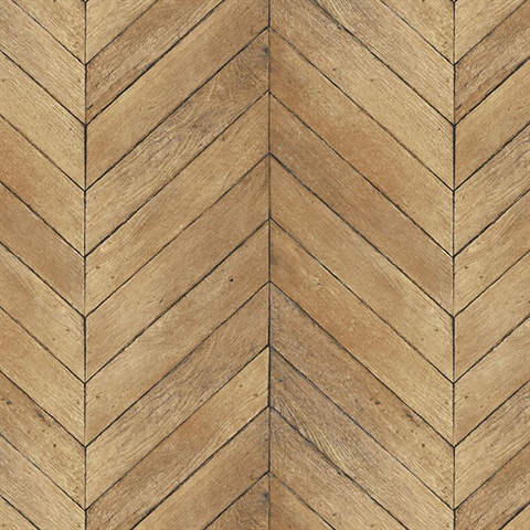 Brown Faux Wood Vertical Chevron Wallpaper