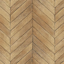 Brown Faux Wood Vertical Chevron Wallpaper