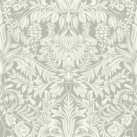 Light Green Lockwood Damask Wallpaper