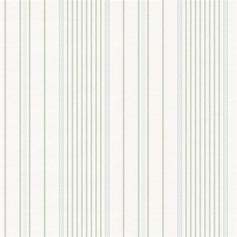 Light Green Navarres Coastal Pinstripe Wallpaper