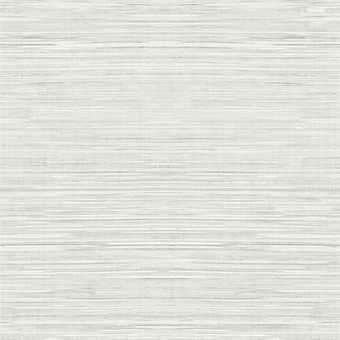 Light Grey Faux Grasscloth With Horizontal Textile Strings Wallpaper
