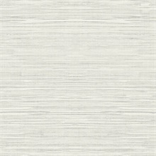 Light Grey Faux Grasscloth With Horizontal Textile Strings Wallpaper