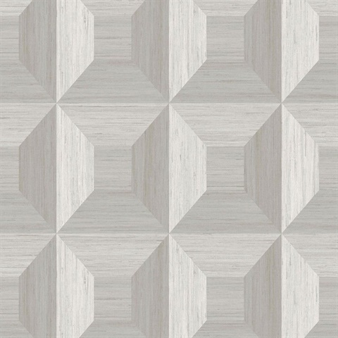 Light Grey Faux Wood Geomtric Square Wallpaper