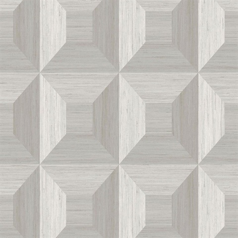 Light Grey Faux Wood Geomtric Square Wallpaper