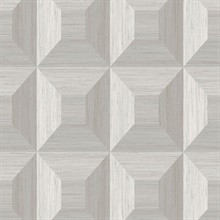 Light Grey Faux Wood Geomtric Square Wallpaper