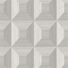 Light Grey Faux Wood Geomtric Square Wallpaper