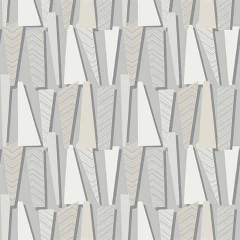 Light Grey Geometric Retro Trapazoid Wallpaper