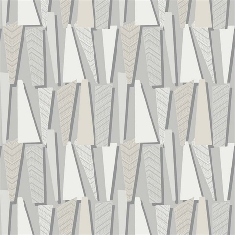 Light Grey Geometric Retro Trapazoid Wallpaper