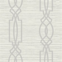 Light Grey Large Trellis On Faux Grasscloth With Horizontal Textile St