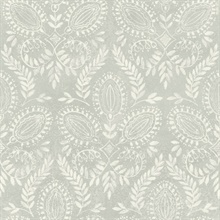 Light Grey Laurel Leaf Damask Wallpaper