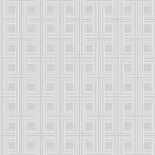 Light Grey Metallic Interlocking Geometric Art Deco Squares Wallpaper