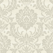 Light Grey & Off White Commercial Damask Wallpaper