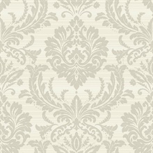 Light Grey & Off White Commercial Damask Wallpaper