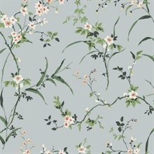 Light Grey Painterly Floral &amp; Leaf  Wallpaper