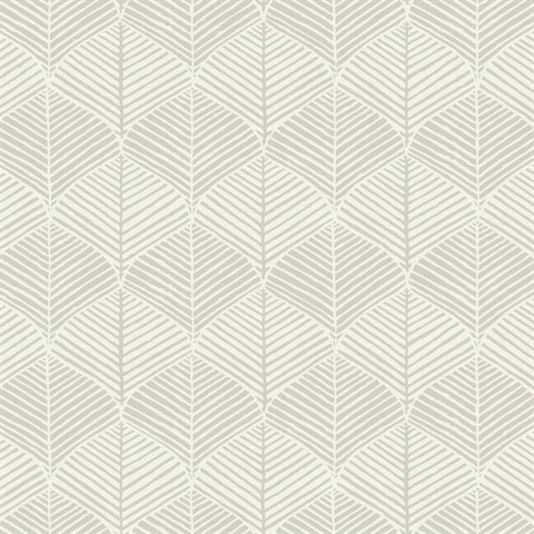 Light Grey Palm Leaves Thatch Prepasted Wallpaper