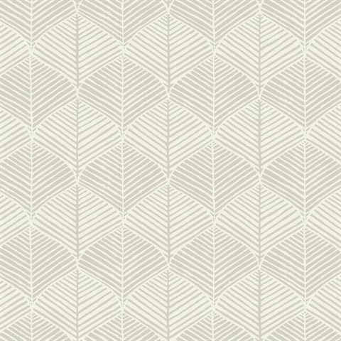 Light Grey Palm Leaves Thatch Prepasted Wallpaper