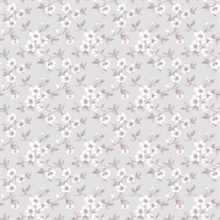 Light Grey &amp; Pink Anenome Floral Mini Wallpaper