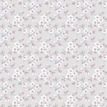 Light Grey & Pink Anenome Floral Mini Wallpaper