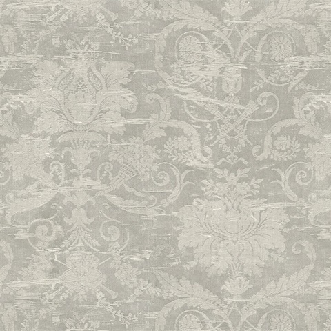 Light Grey Rochester Large Damask Wallpaper