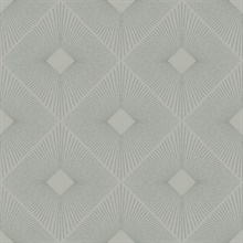 Light Grey & Silver Art Deco Diamond Wallpaper