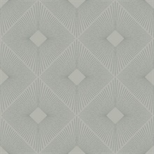 Light Grey & Silver Art Deco Diamond Wallpaper