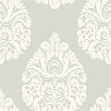 Light Grey Teardrop Classic Damask Wallpaper