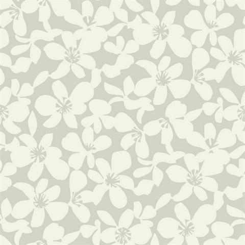 Light Grey Textured Wildflower Free Spirit Wallpaper