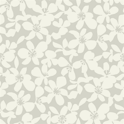 Light Grey Textured Wildflower Free Spirit Wallpaper