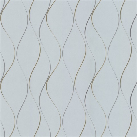 Light Grey Wavy Stripe Vertical Ribbon Wallpaper