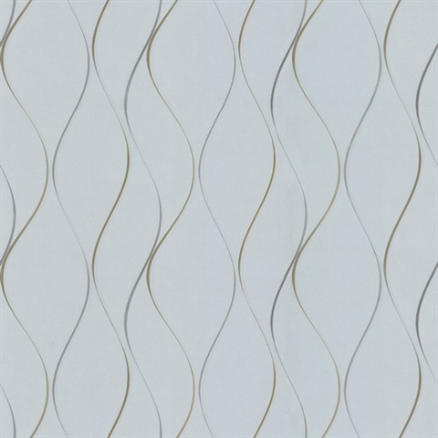Light Grey Wavy Stripe Vertical Ribbon Wallpaper