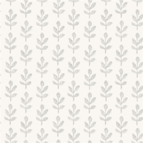 Light Grey Whiskers Light Grey Leaf Wallpaper