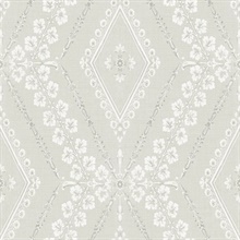 Light Grey & White Charleston Classical Trellis Wallpaper