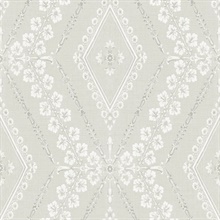 Light Grey & White Charleston Classical Trellis Wallpaper